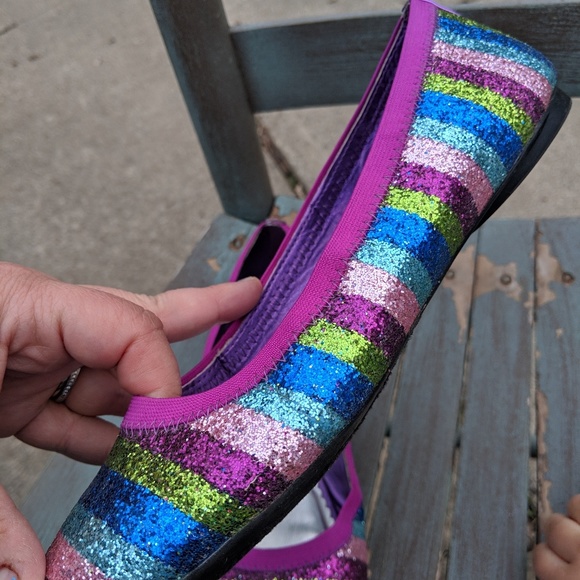 Lands' End Multi Color Glitter Flats Shoes Size 7M - Picture 5 of 7